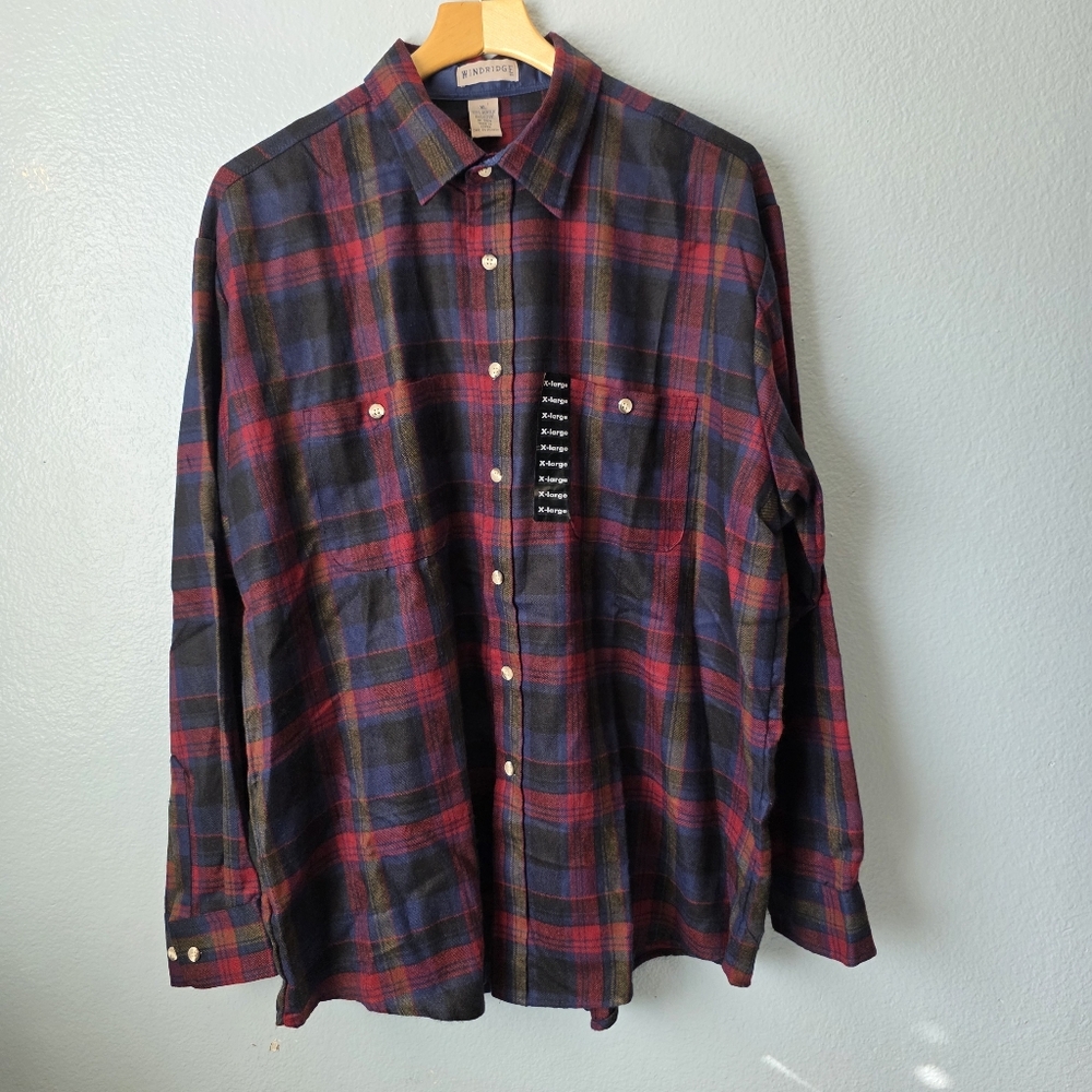 Windridge Vintage Plaid Shirt - XL Red.